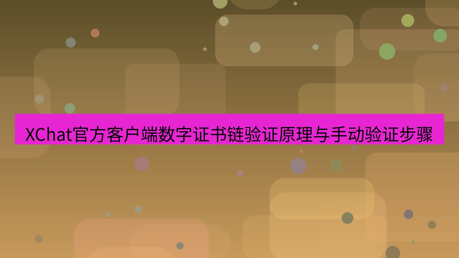xchat桌面端 XChat官方客户端数字证书链验证原理与手动验证步骤